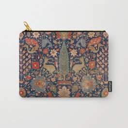 17th Century Persian Rug Print with Animals Carry-All Pouch | Graphicdesign, Carpet, Peacock, Global, Iranian, 17Thcentury, Textile, Persian, Floral, Ethnic 