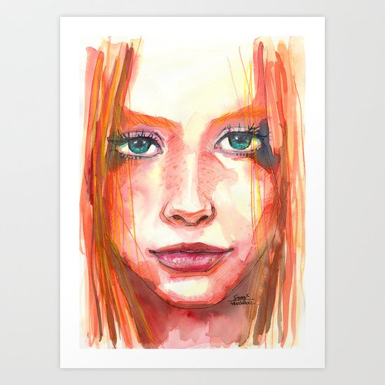 Portrait - RedHair & Freckles Art Print