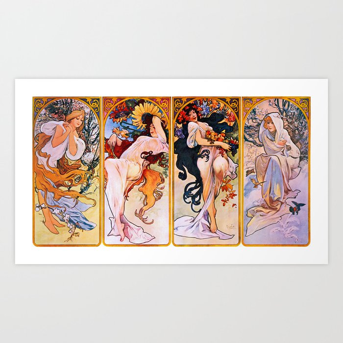 Alphonse Mucha Four Seasons circa 1897 Art Print