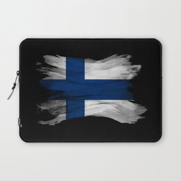 Finland flag brush stroke, national flag Laptop Sleeve