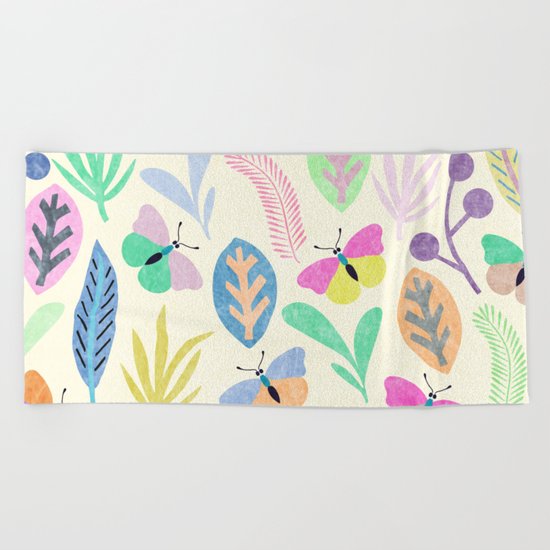 Flower and Butterfly II Beach Towel