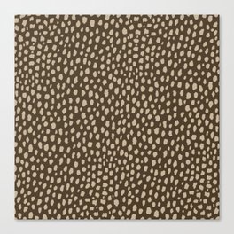 Handmade polka dot brush spots pattern (tan/brown) Canvas Print