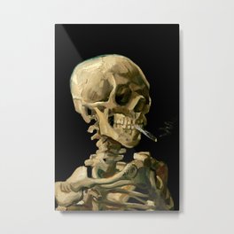 Vincent van Gogh (Dutch, 1853-1890) - Head of a Skeleton with a Burning Cigarette - Date: c. 1886 - Post-Impressionism - Symbolism, Vanitas - Oil on canvas - Digitally Enhanced Version - Metal Print | Skull, Gothic, Vangoghskull, Vangoghskeleton, Withaburning, Smokingskeleton, Vangoghoilcanvas, Vanitas, Skeleton, Headofaskeleton 