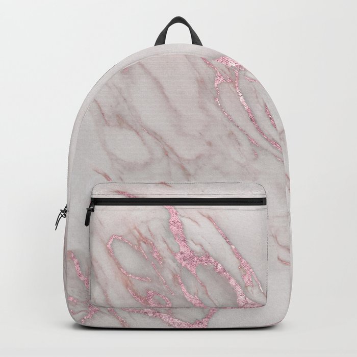 Marble Love Rose Gold Pink Metallic Backpack