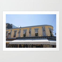 Cafe Josehphine - Chamonix, France restaurant with Mont Blanc in the background - travel photography Art Print