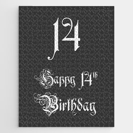 [ Thumbnail: Happy 14th Birthday - Fancy, Ornate, Intricate Look Jigsaw Puzzle ]