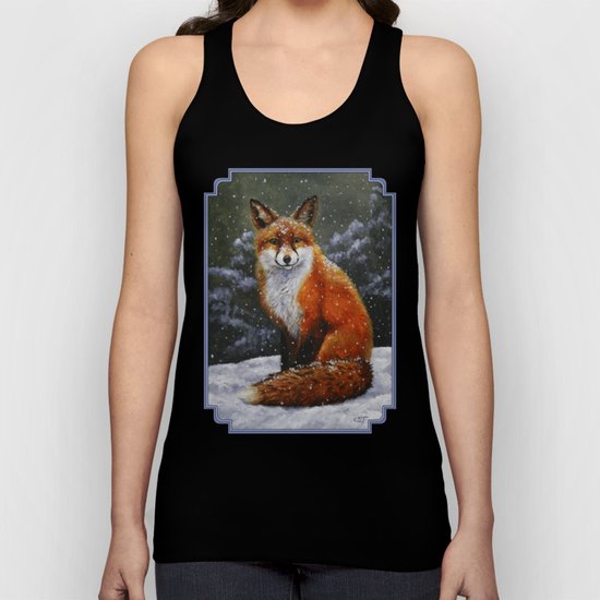 Cute Red Fox in Snow Unisex Tank Top