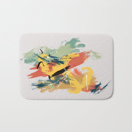 Intuitive Conversations, Abstract Mid Century Colors Bath Mat