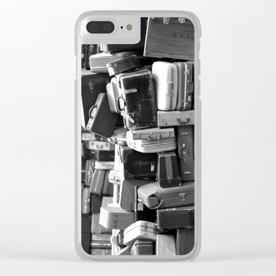 TOWER OF LUGGAGE in Black & White Clear iPhone Case