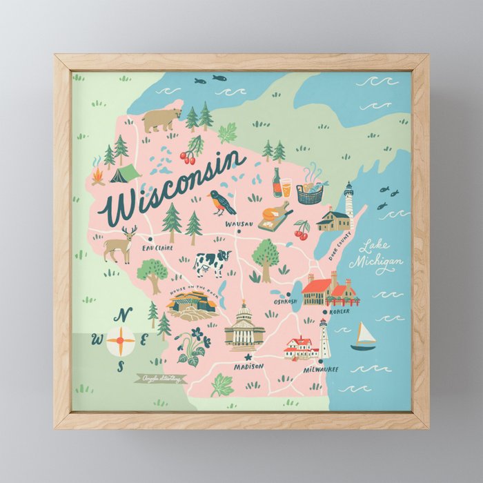 Wisconsin Framed Mini Art Print