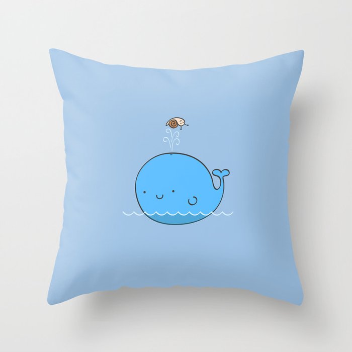 The Whale and the Snail Throw Pillow