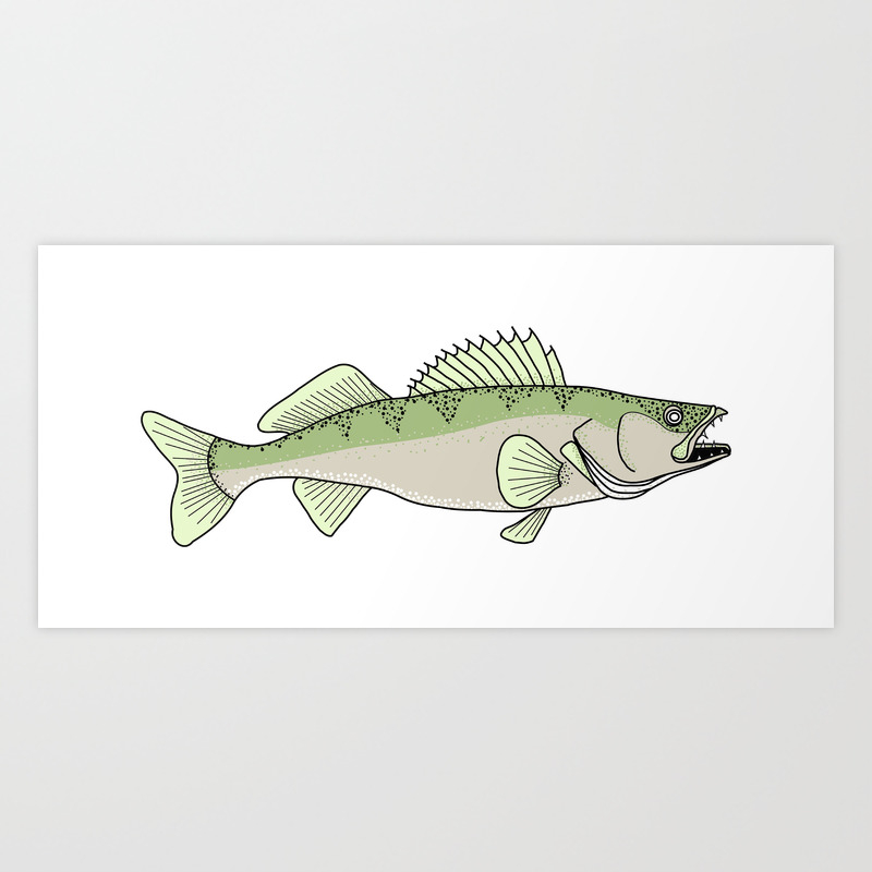 Walleye Fish Art Print By Toz Society6,Flowers Drawing Png