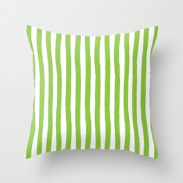 Green and White Cabana Stripes Palm Beach Preppy Throw Pillow