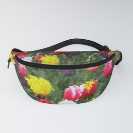 Colorful tulip garden pixel art Fanny Pack