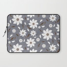 Flowers and leafs with texture gray Laptop Sleeve