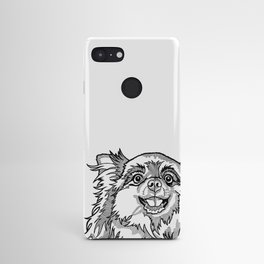 Funny Pomeranian Pop Art Drawing, Black and White Line Drawing of a Pomeranian Dog Android Case
