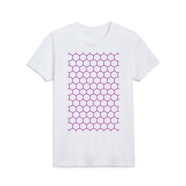 Honeycomb (Purple & White Pattern) Kids T Shirt