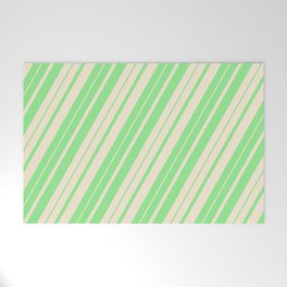 [ Thumbnail: Light Green & Beige Colored Stripes Pattern Welcome Mat ]