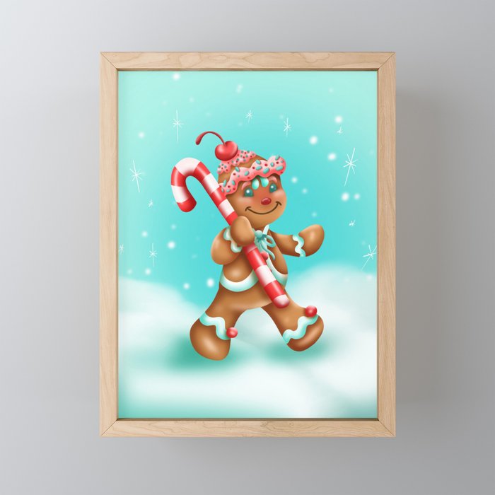 Gingerbread Man Framed Mini Art Print