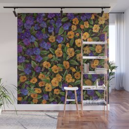 Spring Viola Floral Painting Wall Mural