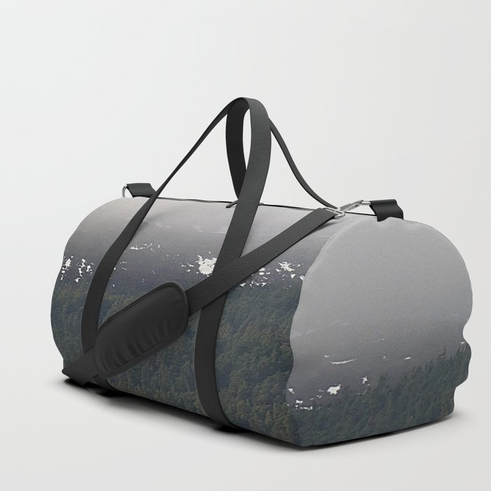 Scottish Highlands Winter's Misty Mountain View Duffle Bag