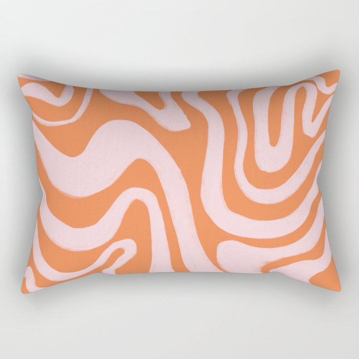 Retro Coral Rose Liquid Swirl Rectangular Pillow