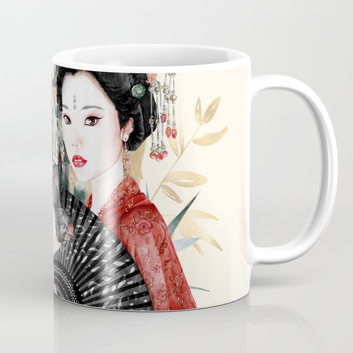 Beautiful Geisha In A Japanese Garden Coffee Mug
