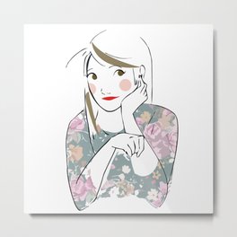 Lovely Girl Metal Print | People, Illustration, Digital, Pattern 