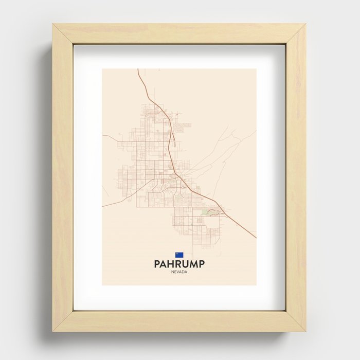 Pahrump, Nevada, United States - Vintage City Map Recessed Framed Print