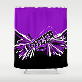 Purple, Black and White Cheerleader Design Shower Curtain