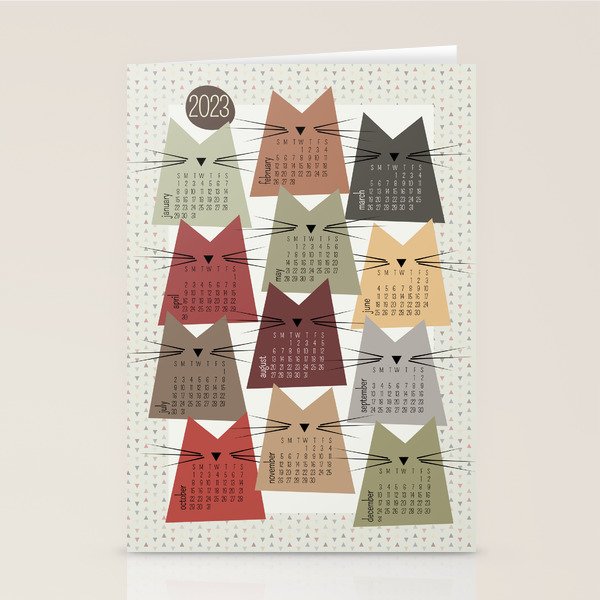 Cat Calendar 2023 Earthy Nala Cat Stationery Cards by Lucia Fontes