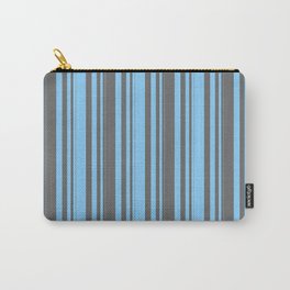 [ Thumbnail: Light Sky Blue and Dim Grey Colored Pattern of Stripes Carry-All Pouch ]