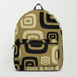 Retro Mid Century Modern Abstract Pattern 421 Gold Black and Beige Backpack
