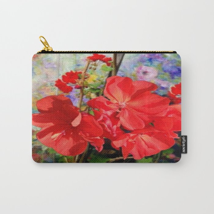 Red Geraniums Floral Garden Painting Carry-All Pouch