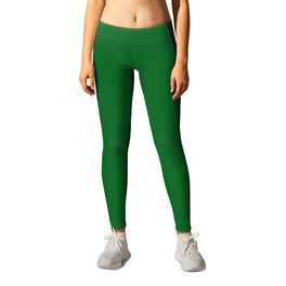 Forest Green Solid Color Block Leggings