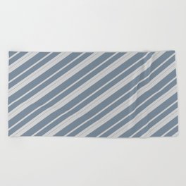 [ Thumbnail: Light Gray & Light Slate Gray Colored Lined Pattern Beach Towel ]
