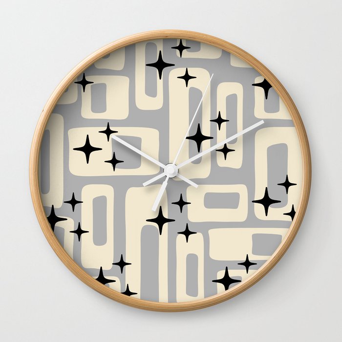 Retro Mid Century Modern Abstract Pattern 576 Gray Black Wall