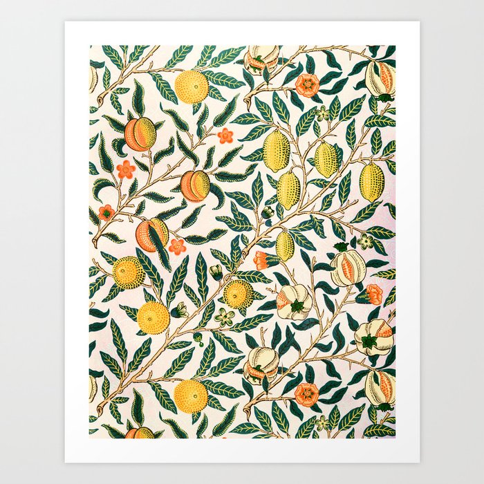 Lemon tree pattern vintage William Morris print Art Print