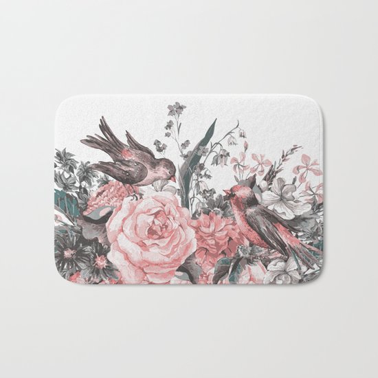 birds and flowers 2 Bath Mat