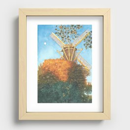 Windmill and Moon Recessed Framed Print