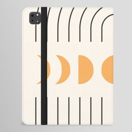 Geometric Lines and Shapes 10 in Gold Black Beige (Rainbow and Moon Phases Abstract) iPad Folio Case