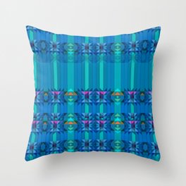 Blue Green Geometric Pattern Throw Pillow