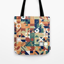 White, Green, Orange Colorful Minimalist Geometric Design Gift Pattern Tote Bag