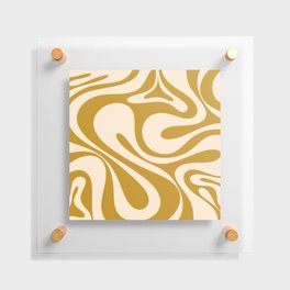 Mod Swirl Retro Abstract Pattern in Mustard and Cream Floating Acrylic Print