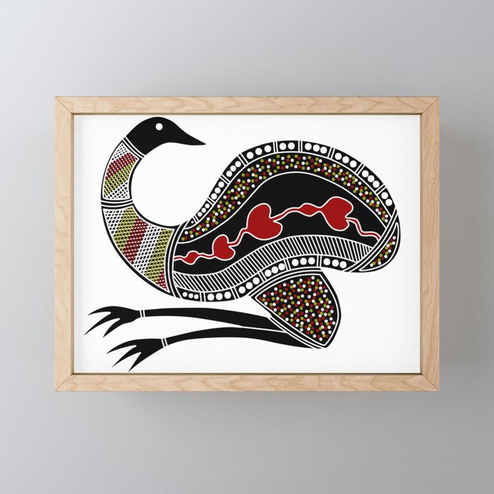 Aboriginal Art - Emu Framed Mini Art Print