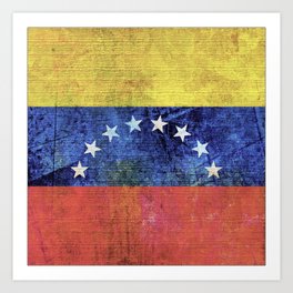 Venezuelan Flag In Grunge Style Art Print