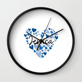 Jessica, blue hearts Wall Clock | Ilovejessica, Namejessica, Babygirl, Personalized, Romance, Graphicdesign, Jessica, Loveyoujessica, Firstname, Jessicanametag 