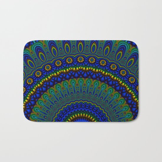 blue yellow mandala Bath Mat