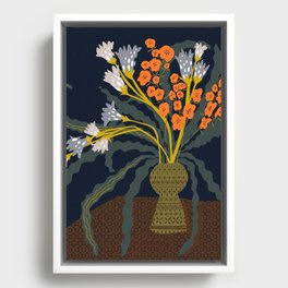 Matisse Flower Vase modern Illustration dark Framed Canvas