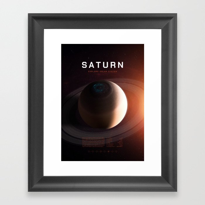 Saturn planet. Poster background illustration. Framed Art Print